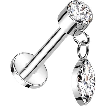 Titane Labret Zircone Pendentif Marquise Zircone Filetage Interne