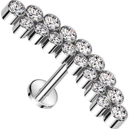 Titane Labret Double Ligne Courbée Zircone Filetage Interne