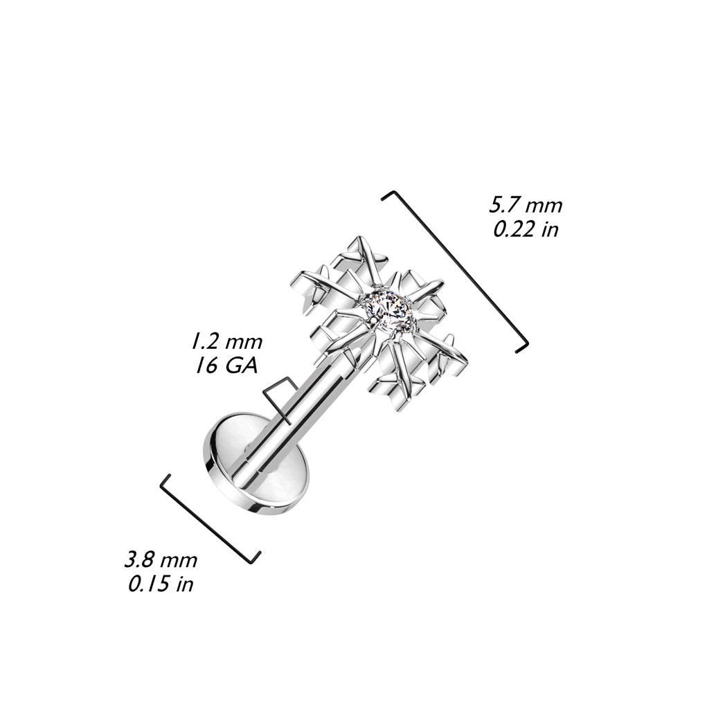 Titane Labret Flocon Zircone Filetage Interne