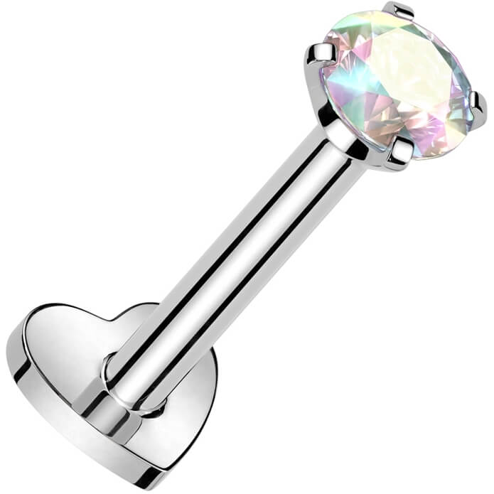 Titanium Labret heart base zirconia Internally Threaded