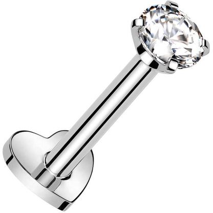 Titanium Labret heart base zirconia Internally Threaded