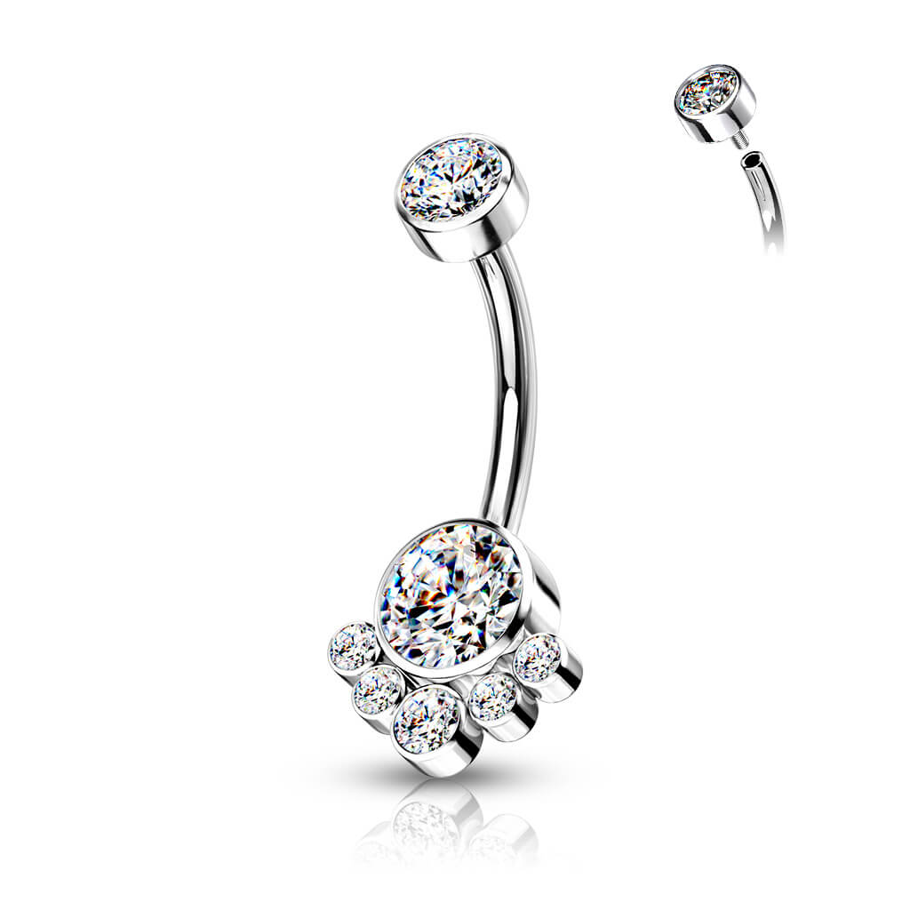 Titan Bauchnabelpiercing Zirkonia Silber Innengewinde