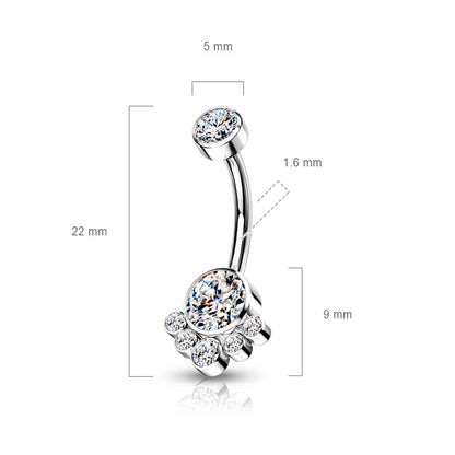 Titan Bauchnabelpiercing Zirkonia Silber Innengewinde