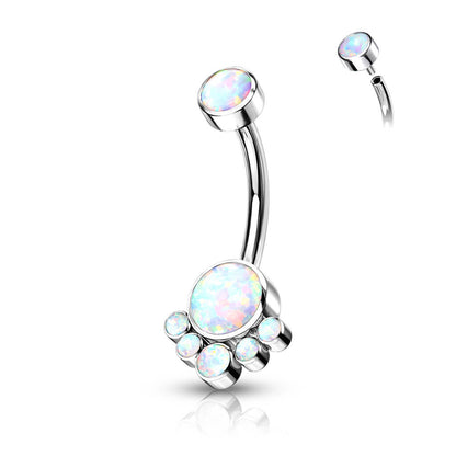 Titan Bauchnabelpiercing Opal Silber Innengewinde