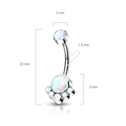 Titan Bauchnabelpiercing Opal Silber Innengewinde