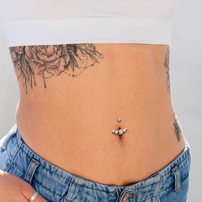 Titanio Piercing ombligo 5 Circonita Plata Rosca interna