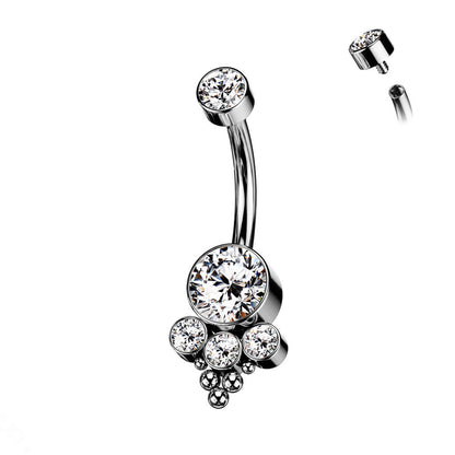 Titan Bauchnabelpiercing Zirkonia Opal Silber Innengewinde