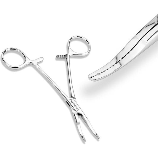 Dermal anchor thin tip Kelly forceps 2mm hole Stainless Steel