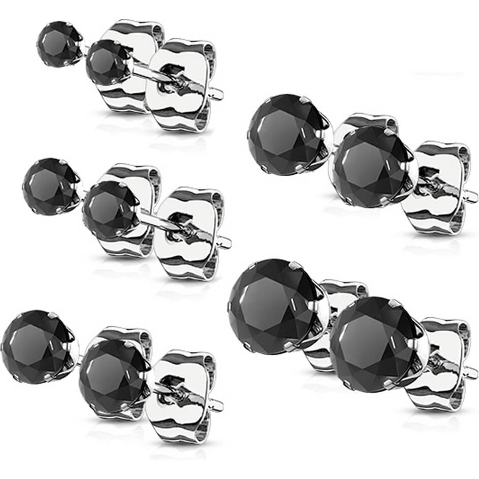 Bouton d'Oreille Zircone Argent 5 paires