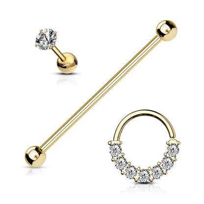 Barbell Set Zirkonia Barbell Ring