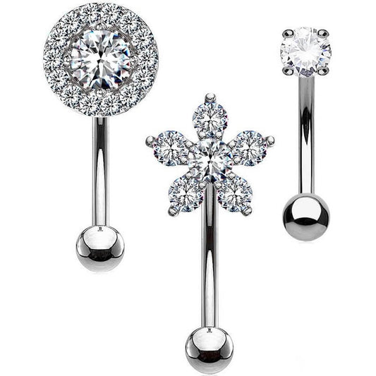 Augenbrauenpiercing Set Blume Rund Zirkonia