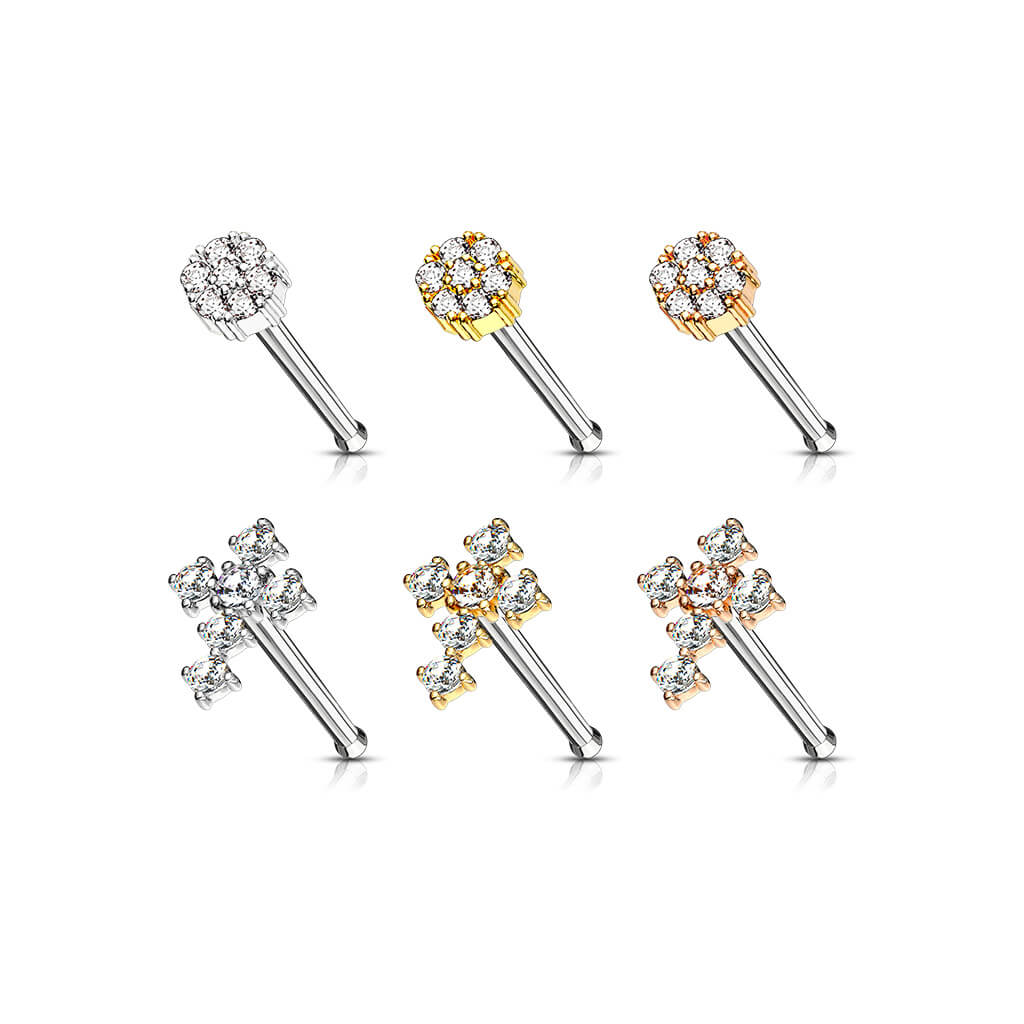 Nose Stud Flower Cross Zirconia