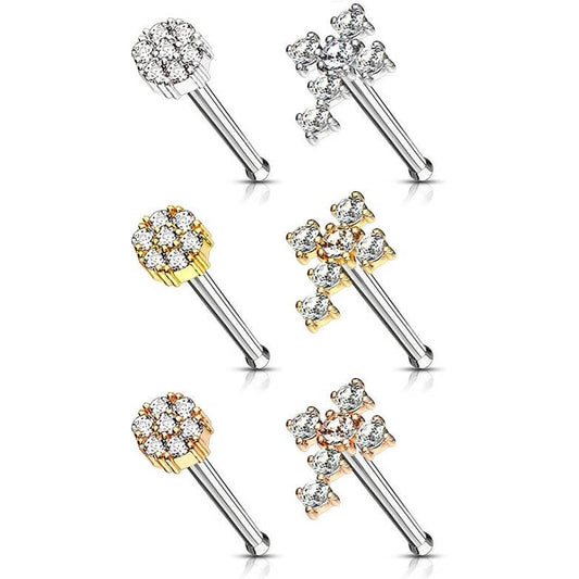 Nose Stud Flower Cross Zirconia