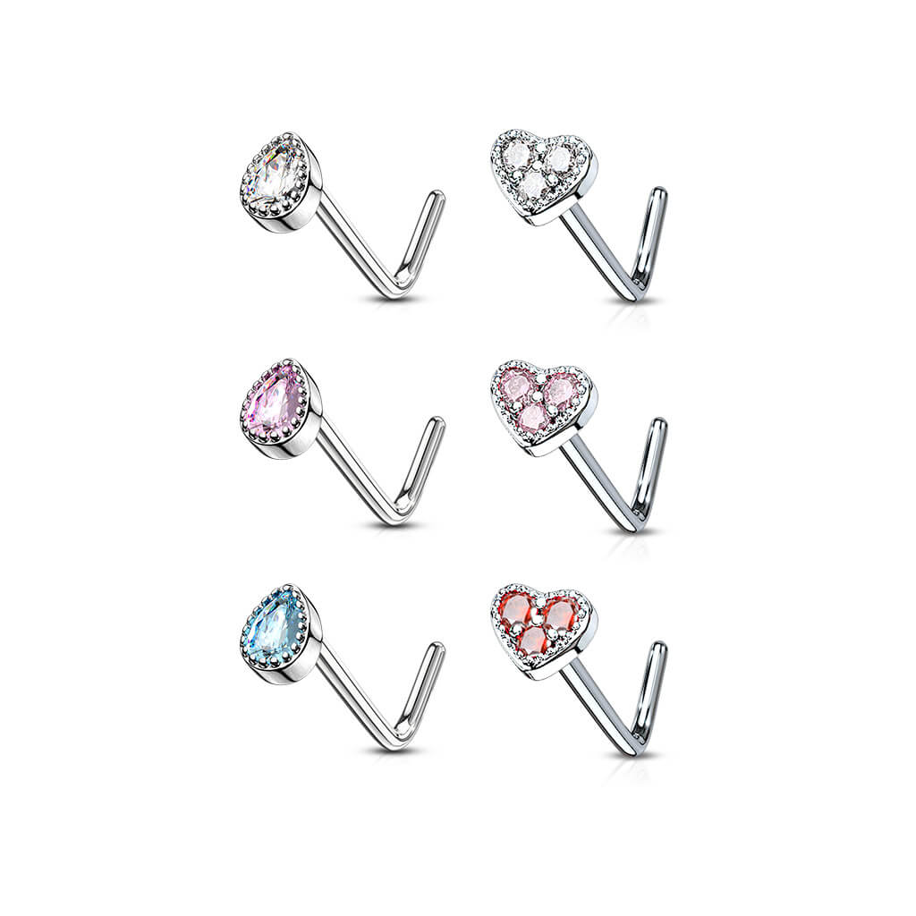 Nez En Forme de L Pack Zircone Argent