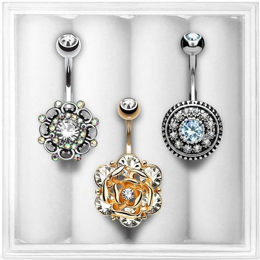 Piercing Nombril Fleur Zircone