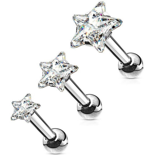 Barbell Set Star Zirconia Silver