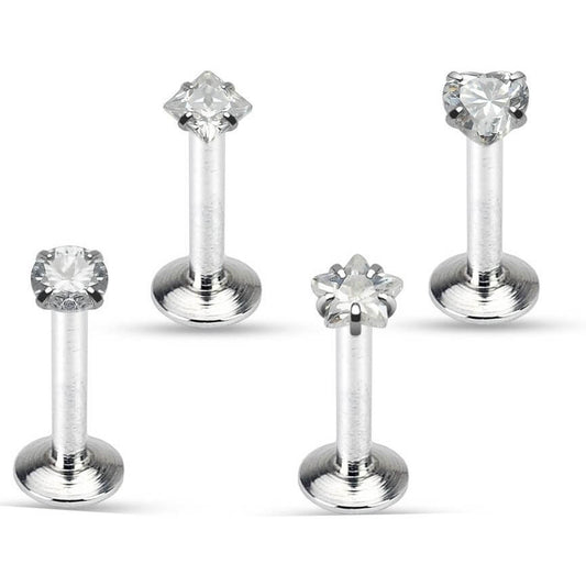 Labret Set Zirkonia Silber Innengewinde