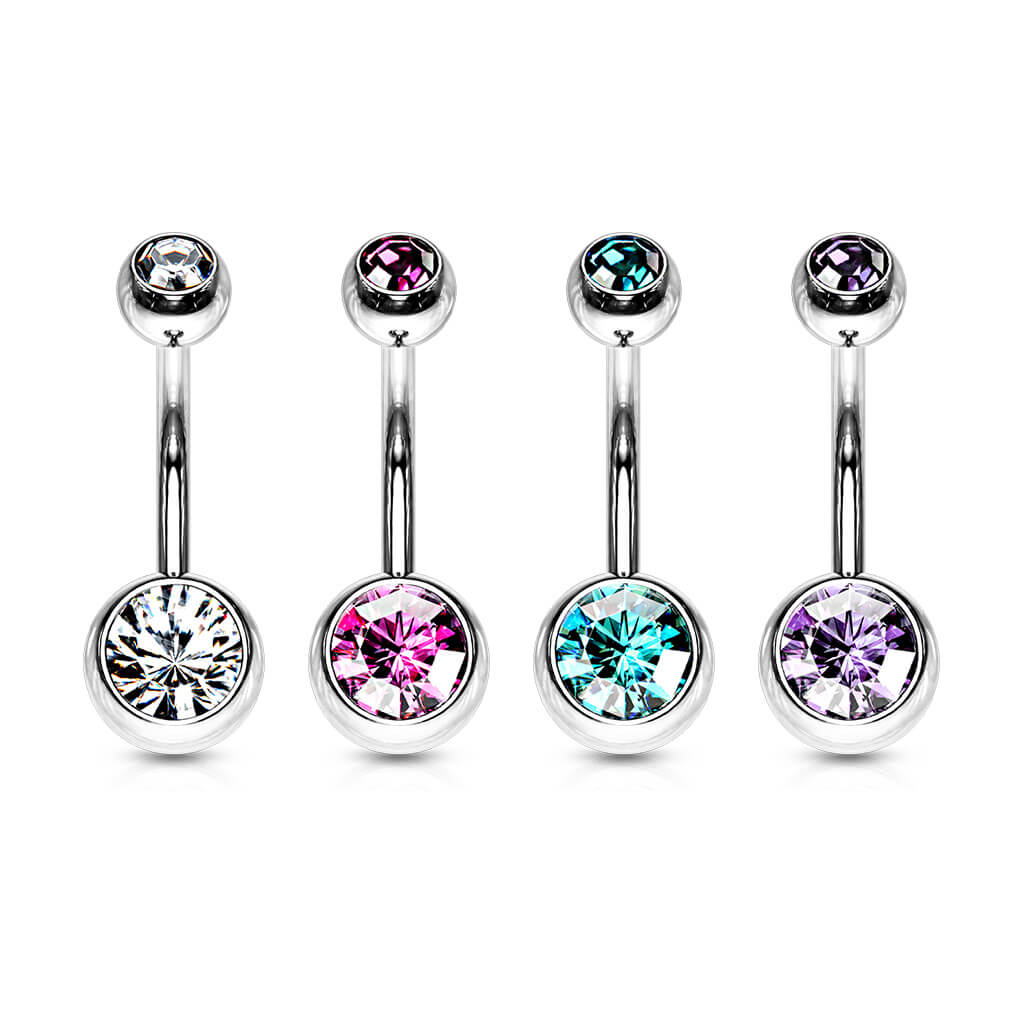 Belly Button Piercing Zirconia Ball Silver