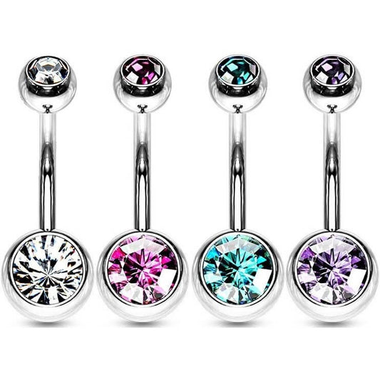 Belly Button Piercing Zirconia Ball Silver