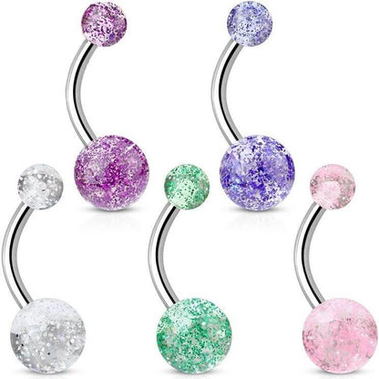 Belly Button Piercing Acrylic Ultra Glitter Ball