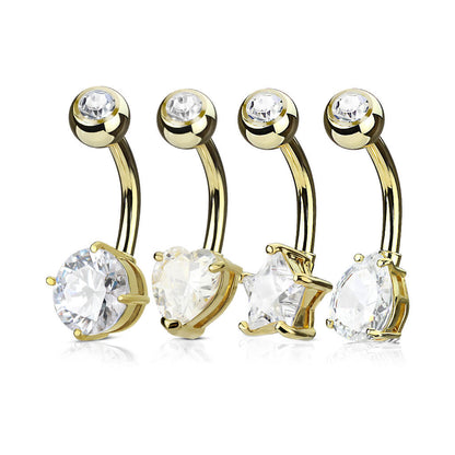 Piercing Nombril Pack Zircone Or