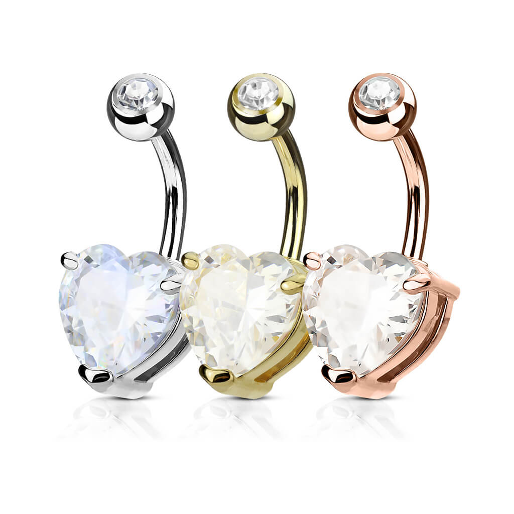 Belly Button Piercing Heart Zirconia