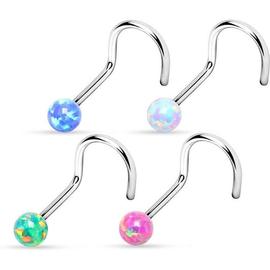 Screw Nasale Argento con sfera in opale