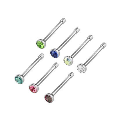 Nose Stud Zirconia Round Silver