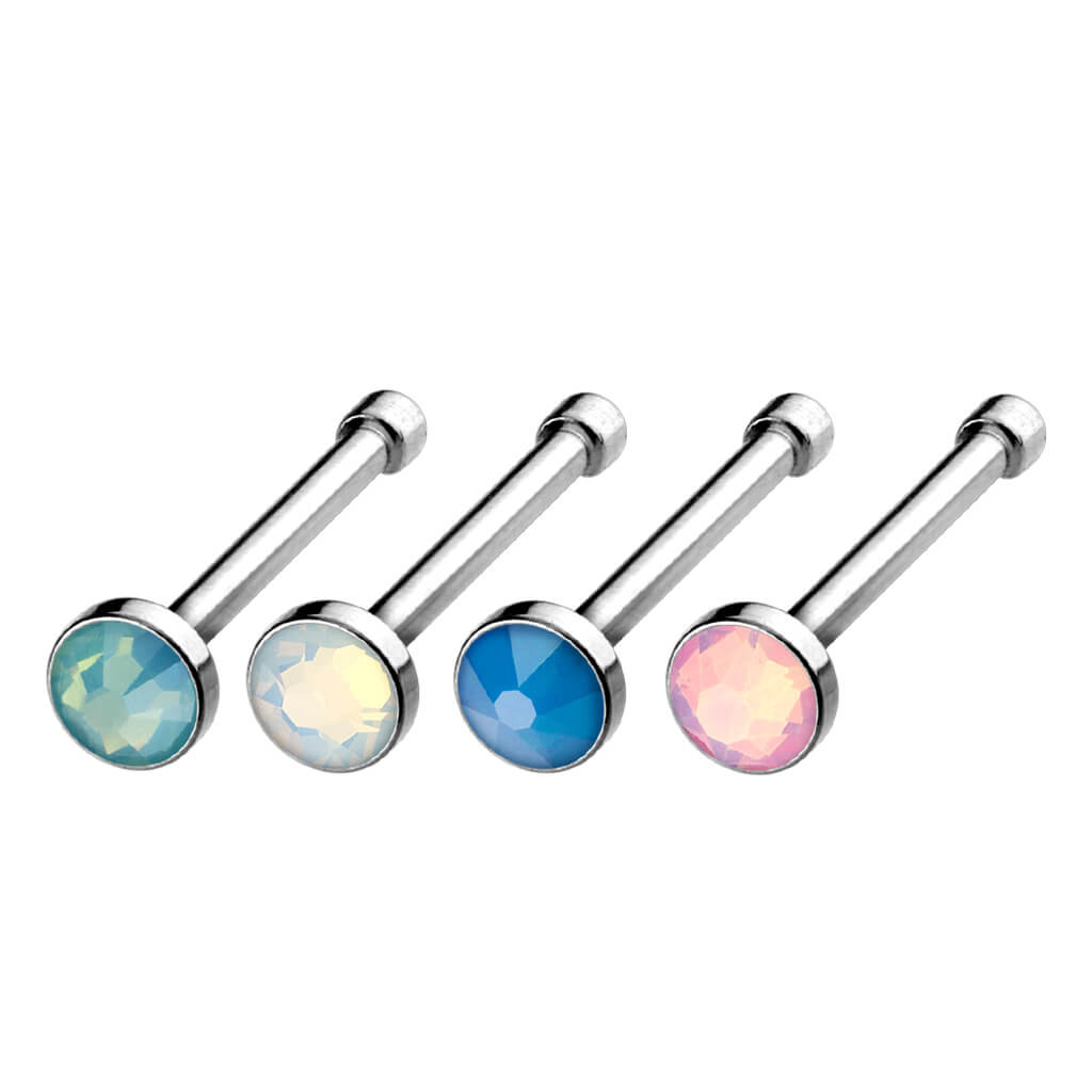 Nose Stud Opal Silver