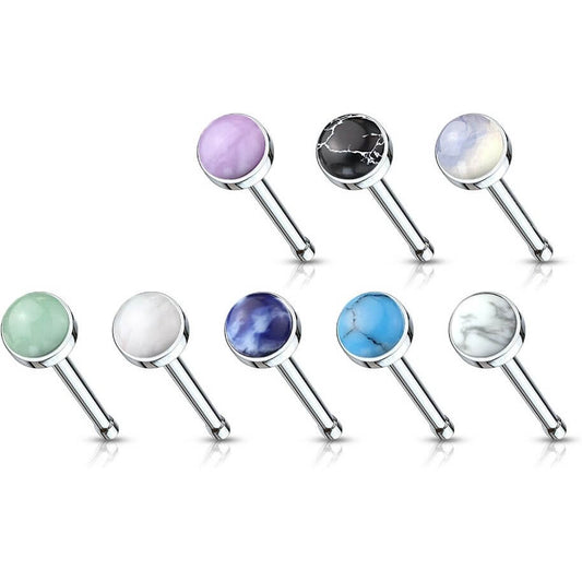 Nose Stud Semi-Precious Stone Round