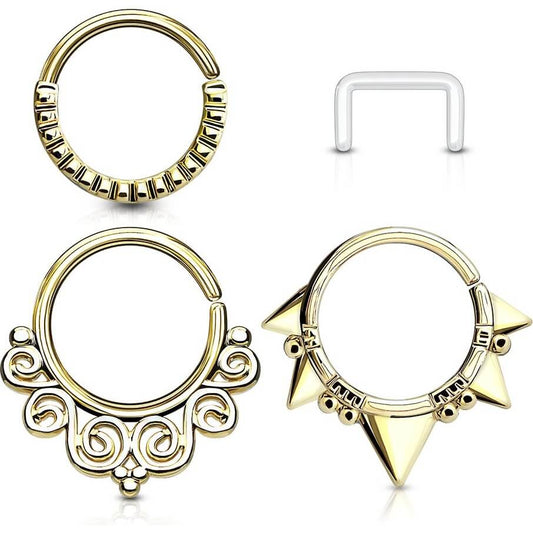 Septum Piercing Pack Anillos y Retenedor Flexible