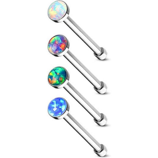 Nose Stud Opal Silver