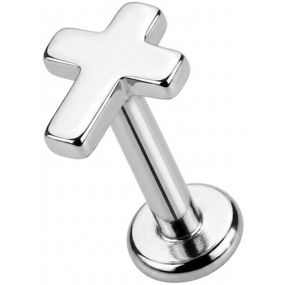 Titanium Labret Rounded Cross Shape Top Internally Threaded