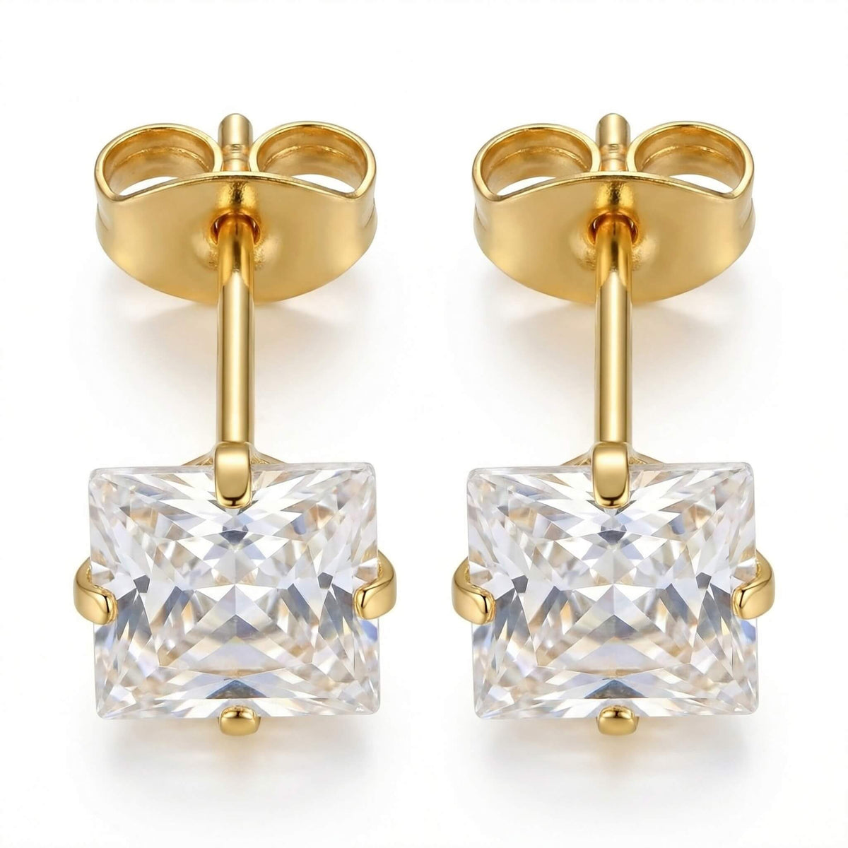 Titanium Earring Square Cut Zirconia