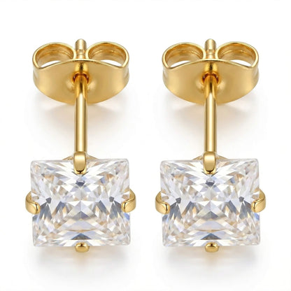 Titanium Earring Square Cut Zirconia