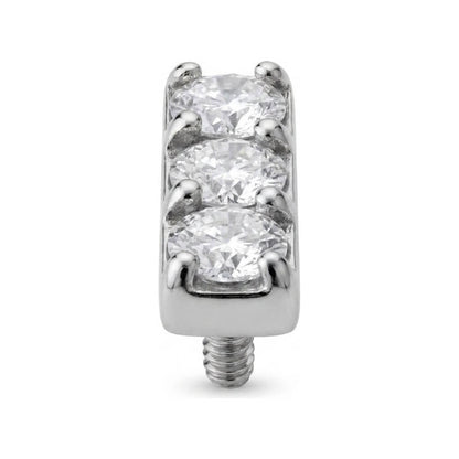 Titanium Top Triple Zircon Row Internally Threaded