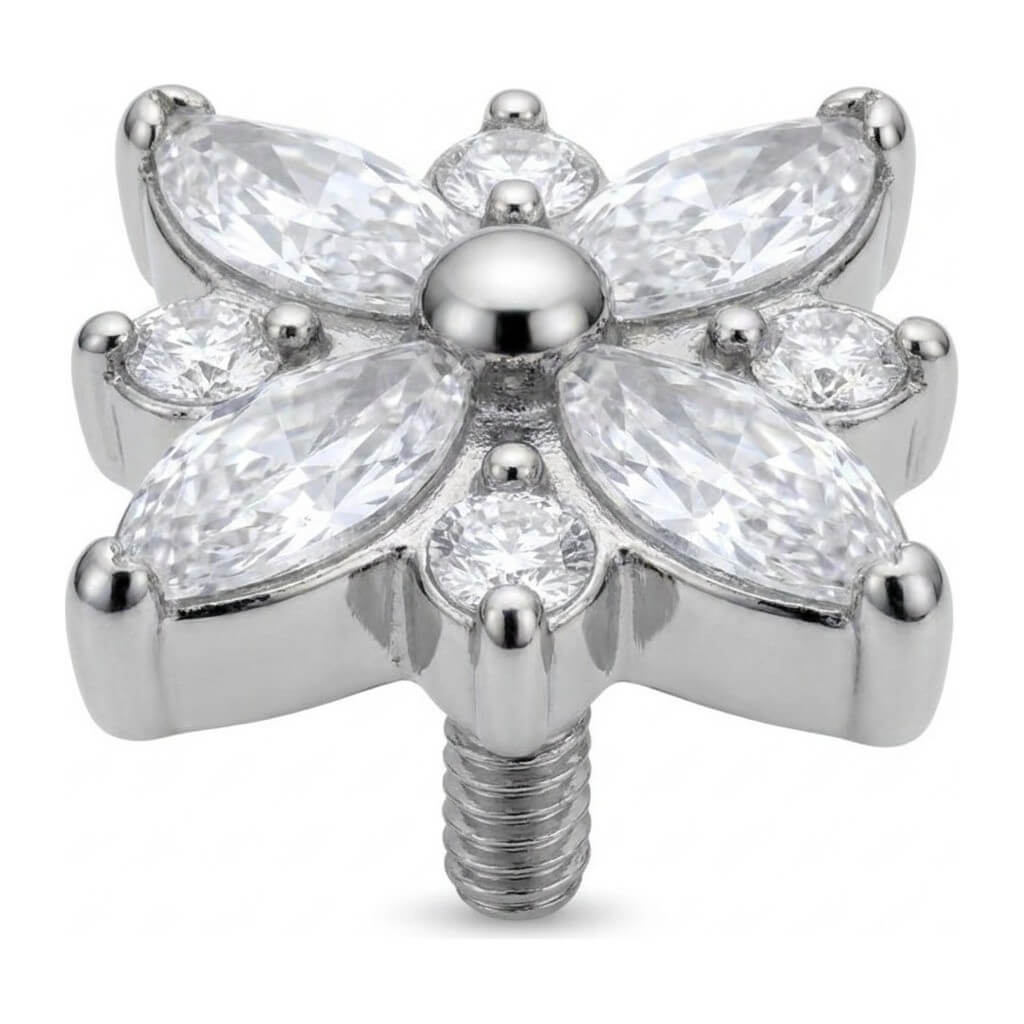 Titanium Top Four Petal Zirconia Flower Internally Threaded