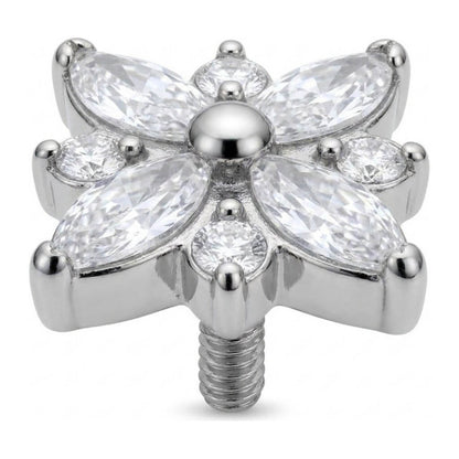 Titanium Top Four Petal Zirconia Flower Internally Threaded