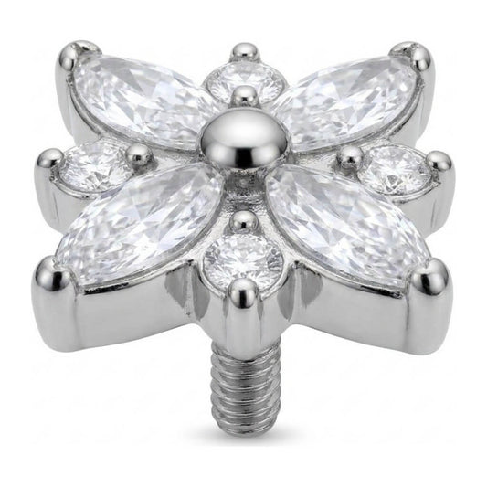 Titanium Top Four Petal Zirconia Flower Internally Threaded