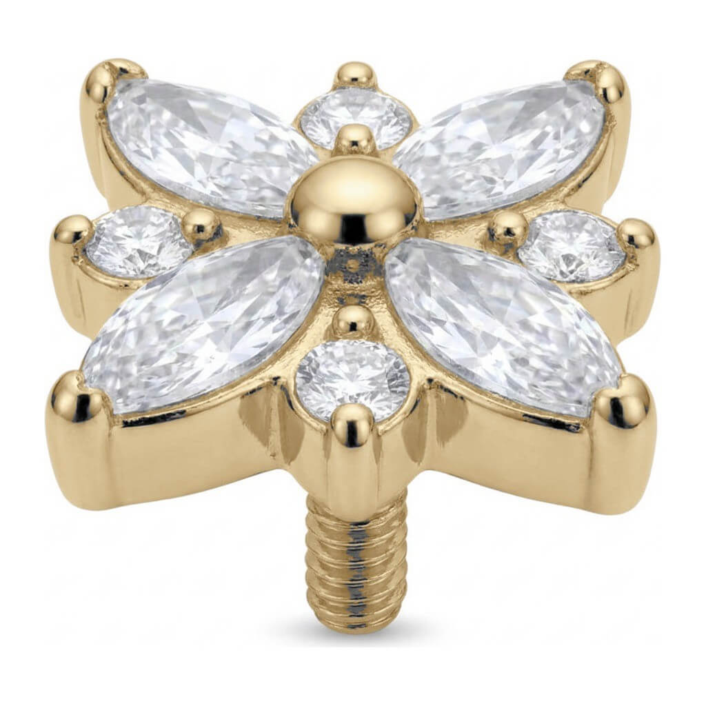 Titanium Top Four Petal Zirconia Flower Internally Threaded