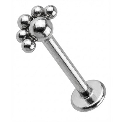 Titanium Labret Beaded Fan Cluster Top Internally Threaded