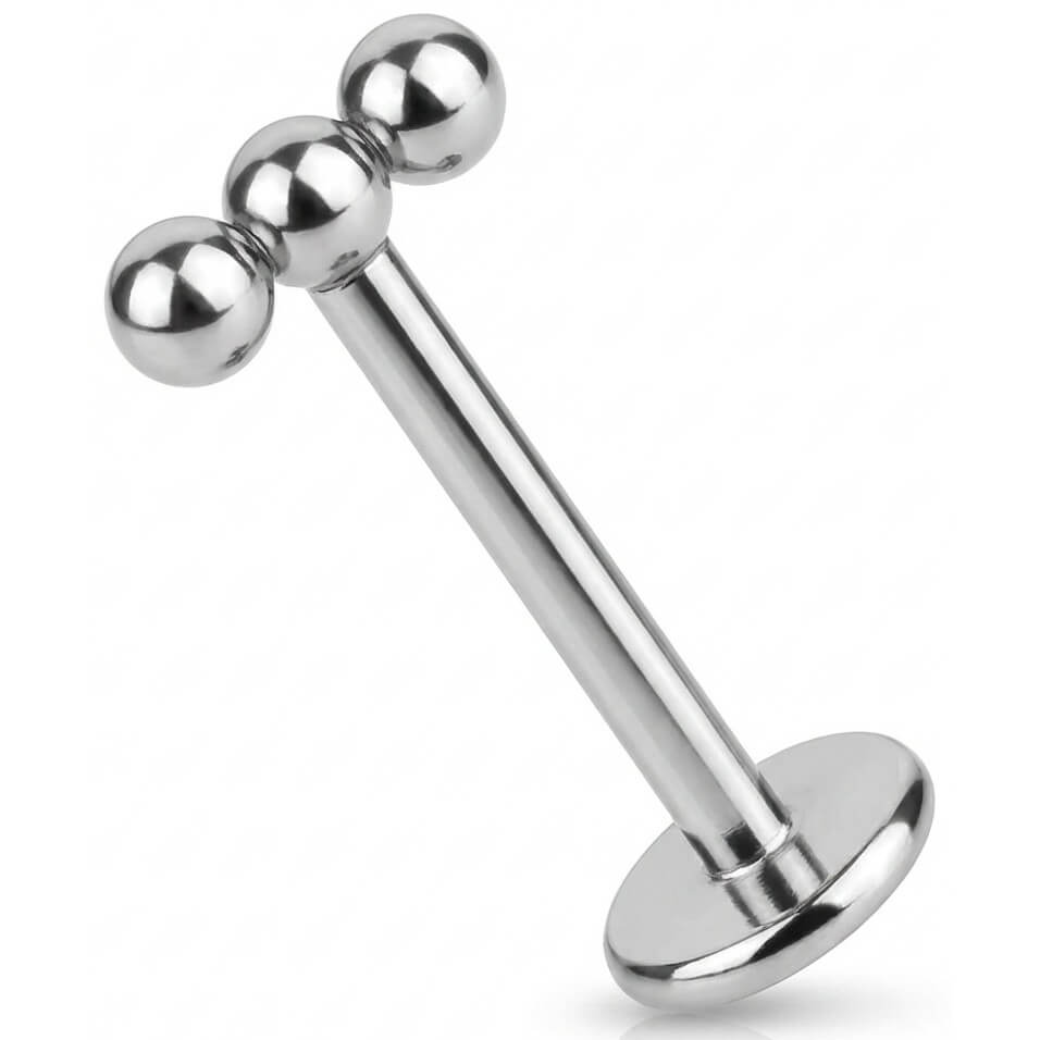 Titanium Labret Triple Ball Row Top Internally Threaded