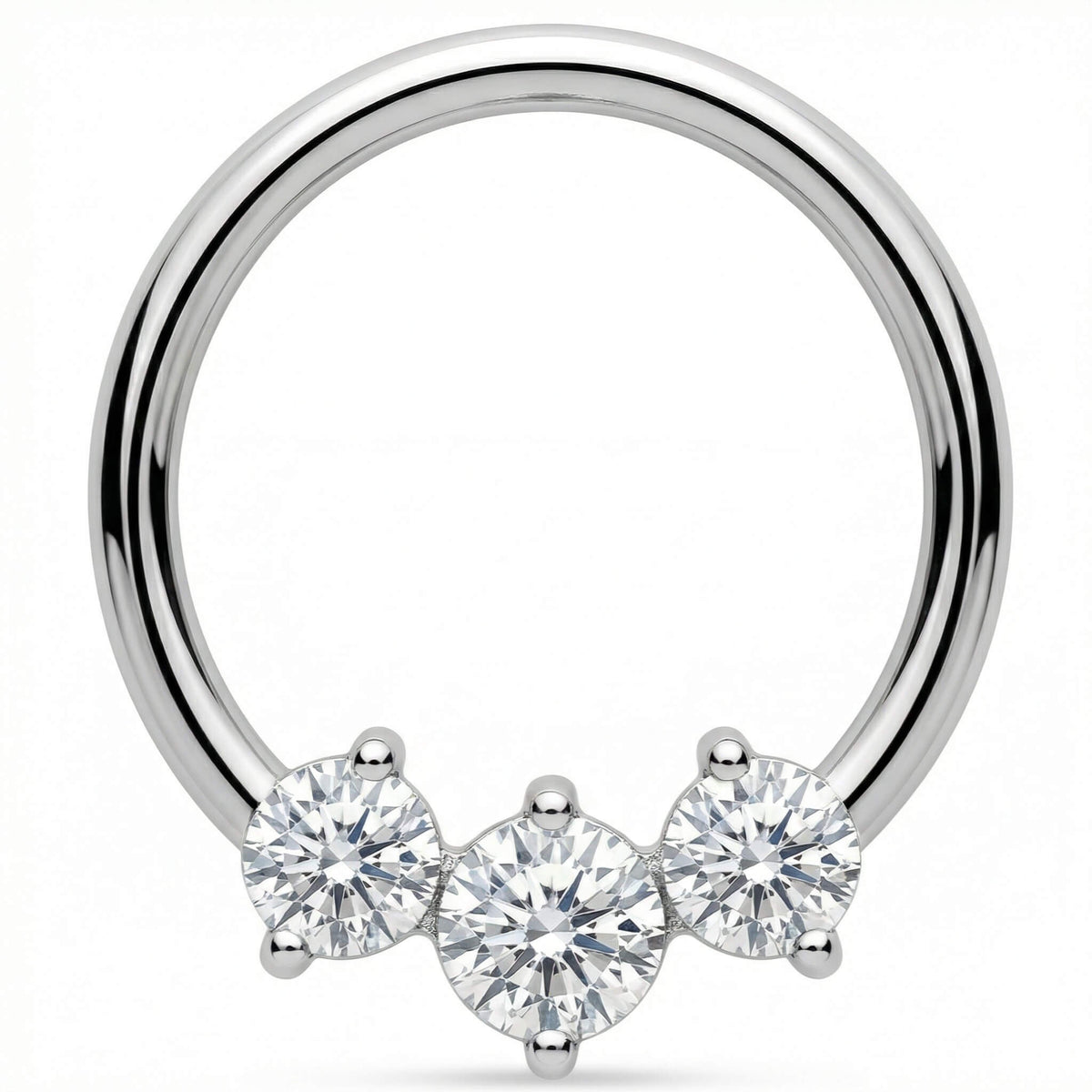 Titanium Ring Triple Crystal Cluster Clicker