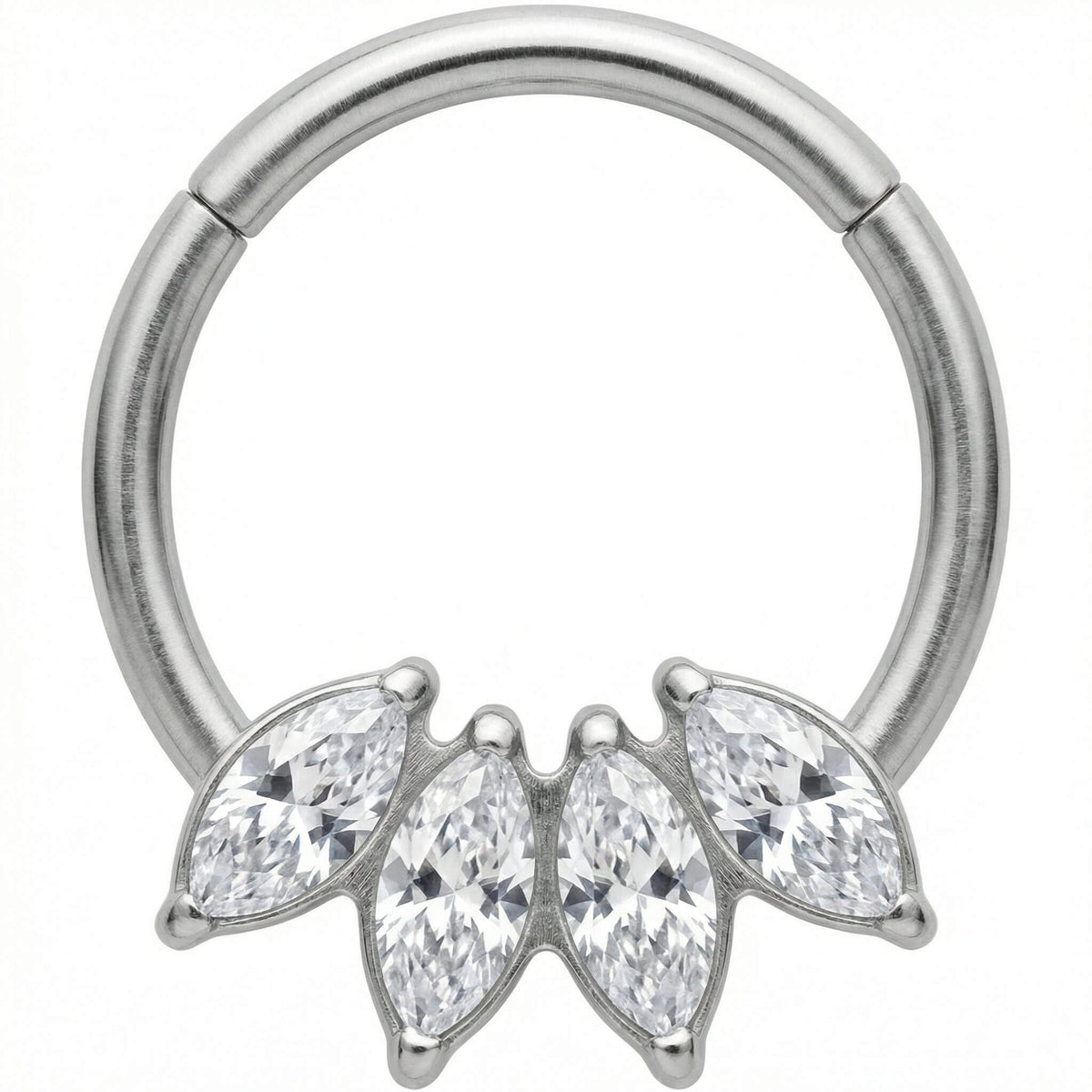 Titanium Ring Four Marquise Stones Crown Clicker