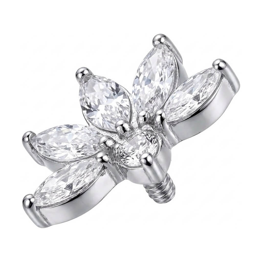 Titanium Top Marquise Lotus Flower Fan Internally Threaded