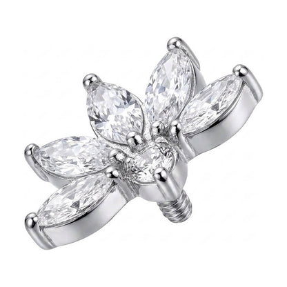 Titanium Top Marquise Lotus Flower Fan Internally Threaded