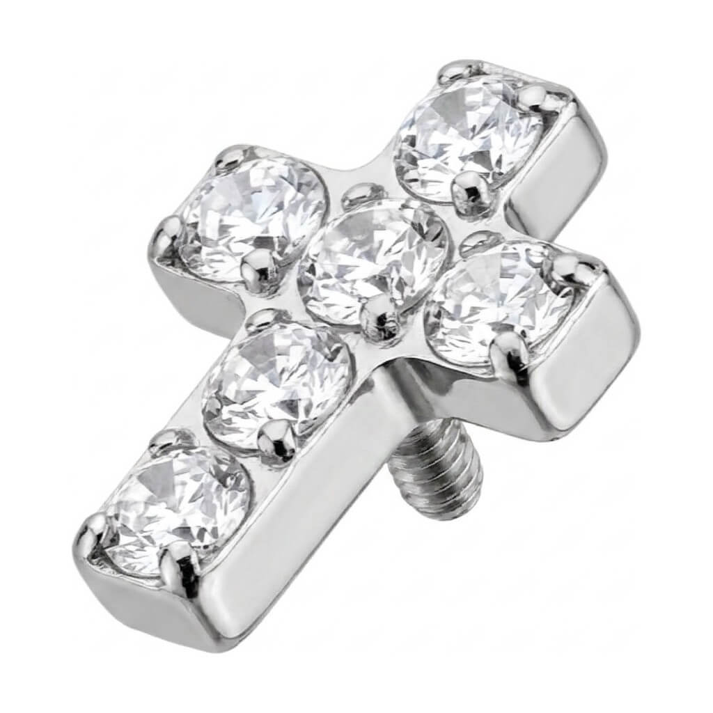 Titanium Top Cross With Clear Zirconia Internally Threaded