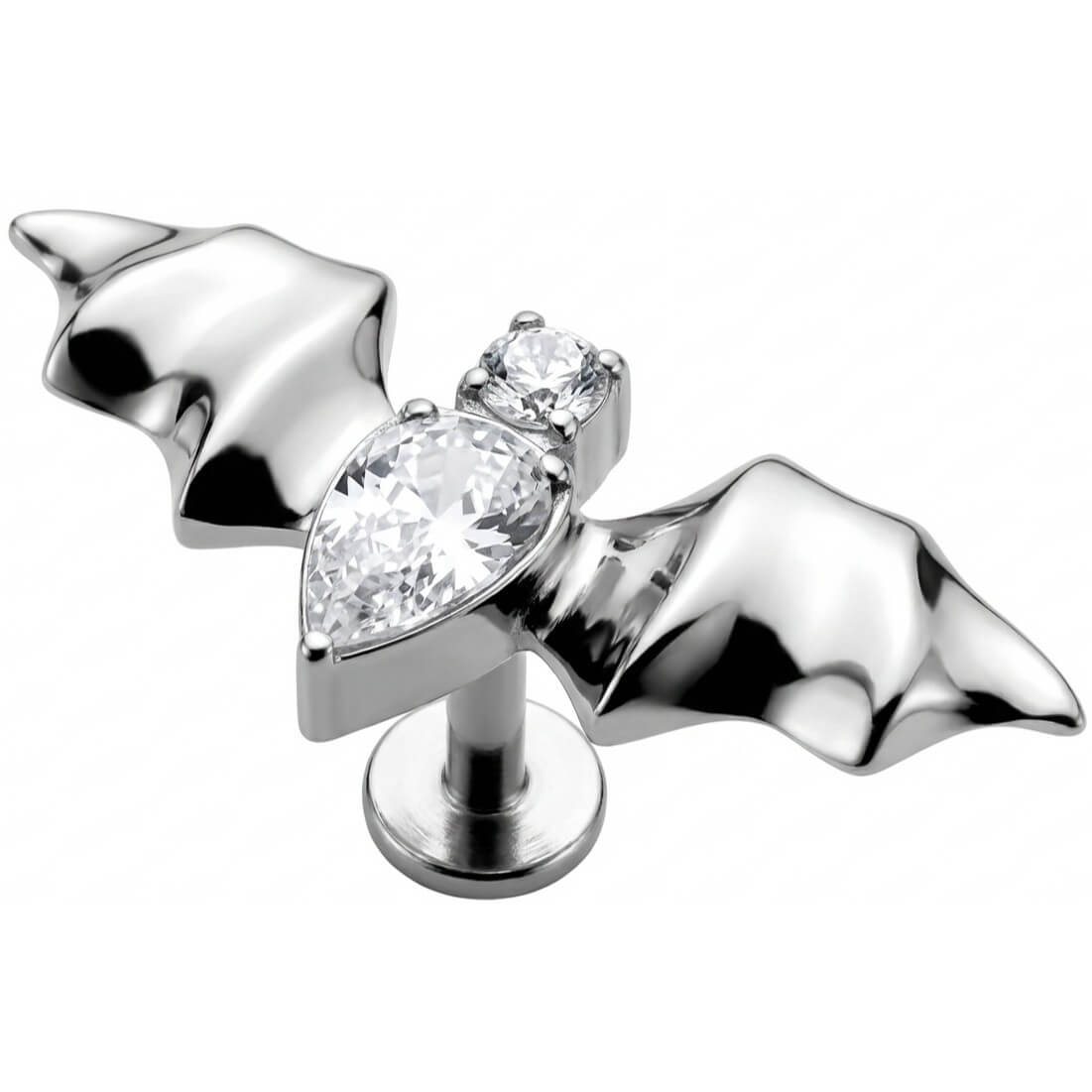 Titanium Labret Crystal Bat Wings Design Internally Threaded