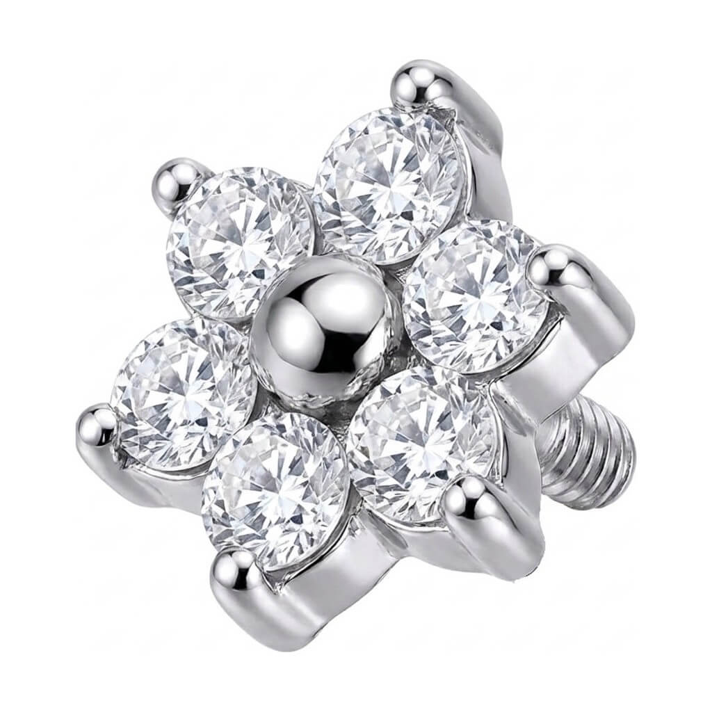 Titanium Top Six Petal Stone Flower Internally Threaded