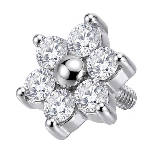 Titanium Top Six Petal Stone Flower Internally Threaded